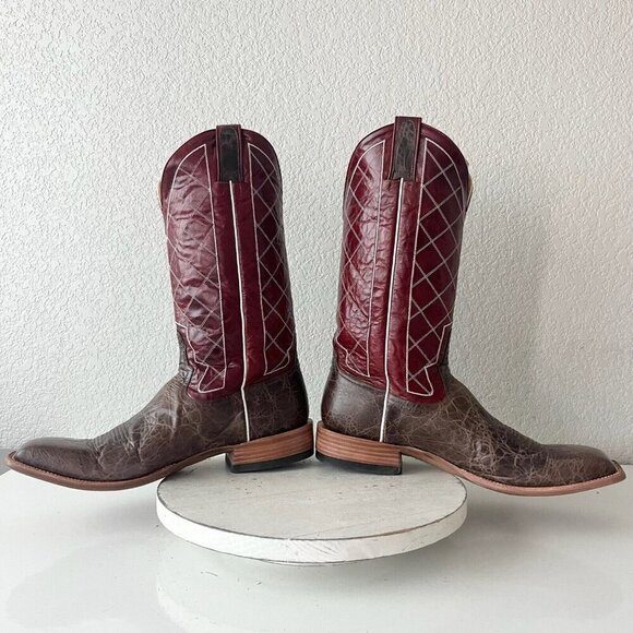 Rod Patrick Mens Cowboy Boots 14.5A Brown Mocha Bison Leather Western Square Toe - Picture 7 of 11